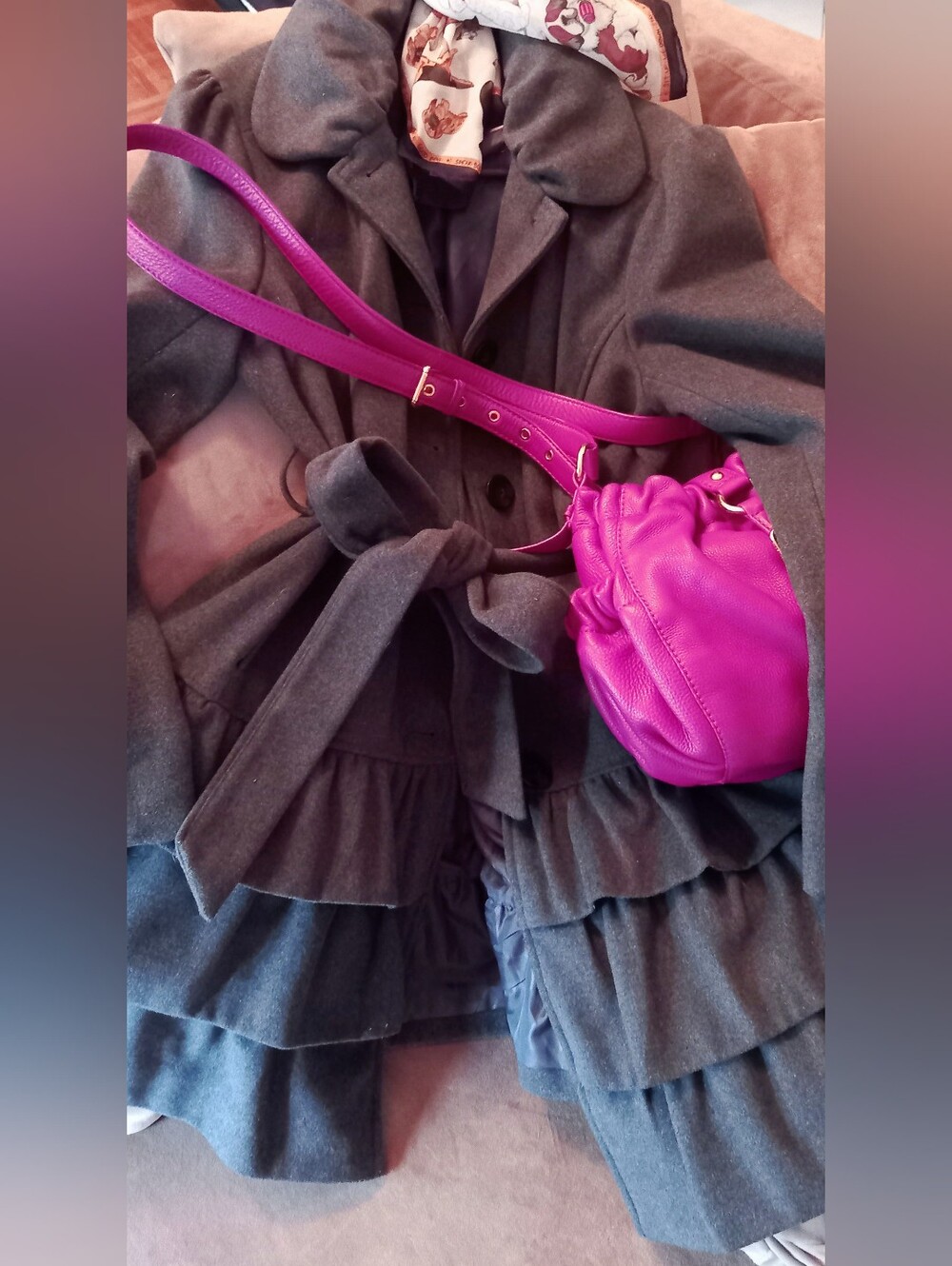 Grey Ruffled Coat - Picture 4 of 7